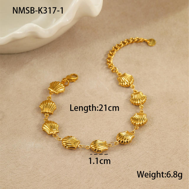 Hot Selling Ocean Style Stainless Steel Bracelet Hollow Starfish Shell Heart hand jewelry