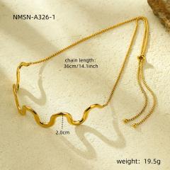 Simple wave shape stainless steel choker necklace bangle suit