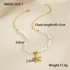 Beach Ocean Style Shell Necklace Starfish Shell Pendant stainless steel necklace bracelet suit