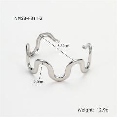 Simple wave shape stainless steel choker necklace bangle suit