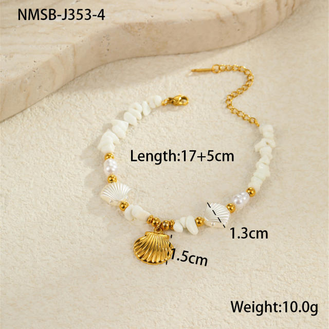 Beach Ocean Style Shell Necklace Starfish Shell Pendant stainless steel necklace bracelet suit