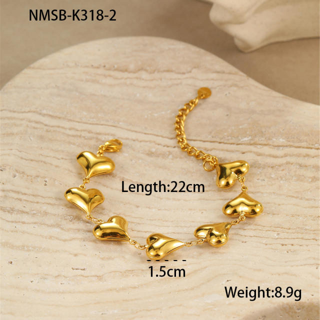 Hot Selling Ocean Style Stainless Steel Bracelet Hollow Starfish Shell Heart hand jewelry