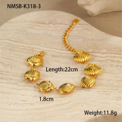 Hot Selling Ocean Style Stainless Steel Bracelet Hollow Starfish Shell Heart hand jewelry