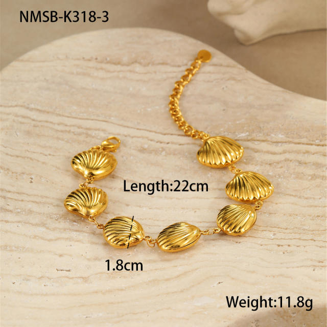 Hot Selling Ocean Style Stainless Steel Bracelet Hollow Starfish Shell Heart hand jewelry
