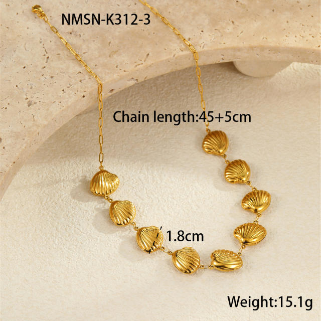 Marine Style Stainless Steel Hollow Starfish Shell Necklace Plated 18K Gold necklace