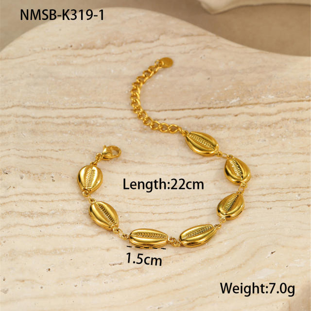 Hot Selling Ocean Style Stainless Steel Bracelet Hollow Starfish Shell Heart hand jewelry