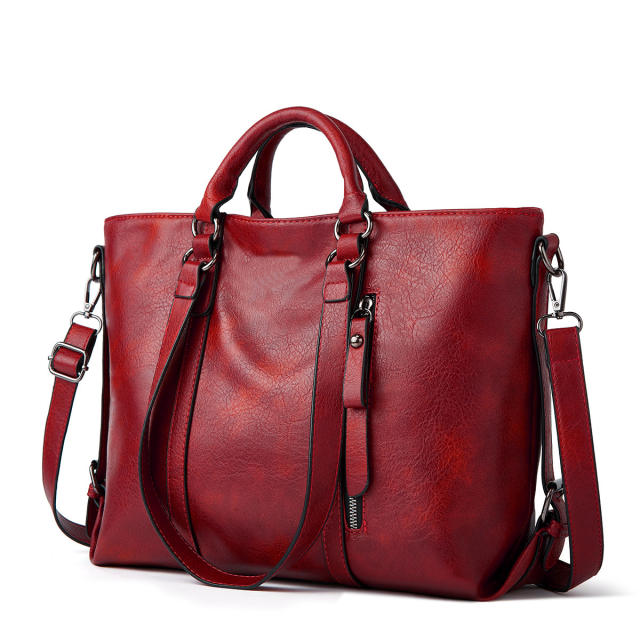 Large Capacity European American Style Oil Wax Leather Tote bag suit