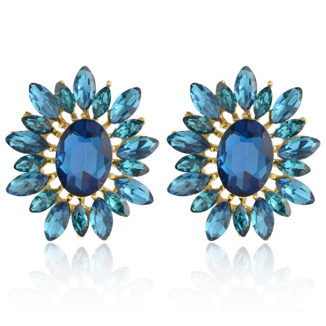 Korean Style Fashionable Flower Earrings Colorful glass crystal statement earrings