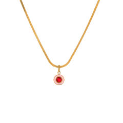 Light Luxury Colorful Zircon Pendant stainless Steel Necklace