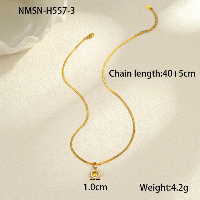 Light Luxury Colorful Zircon Pendant stainless Steel Necklace