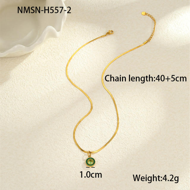 Light Luxury Colorful Zircon Pendant stainless Steel Necklace