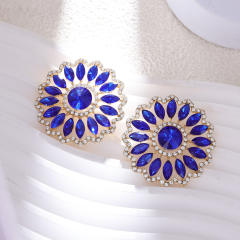 Rhinestone Sunflower Earrings European Exaggerated Design Alloy Earrings