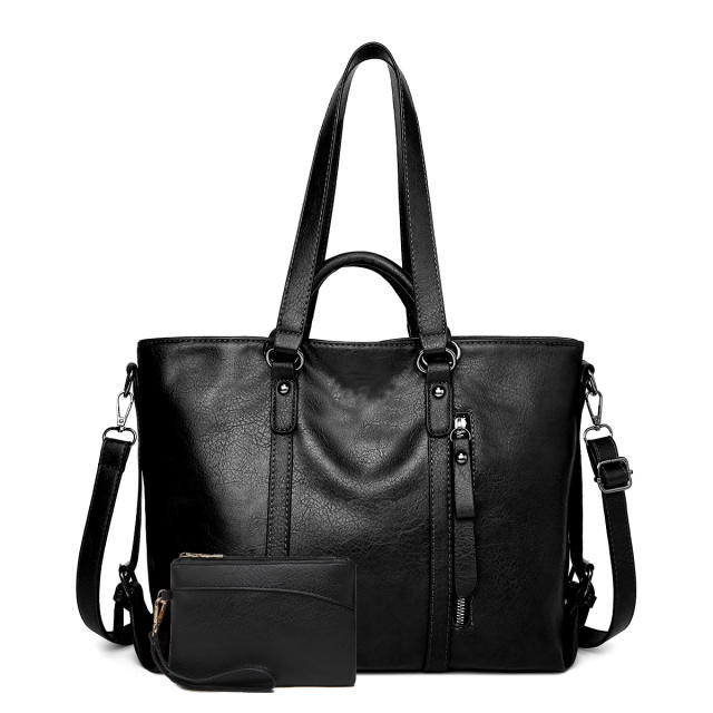 Large Capacity European American Style Oil Wax Leather Tote bag suit