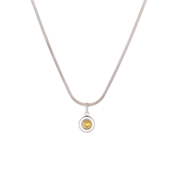 Minimalist Style Summer Stainless Steel Necklace Inlaid with Colorful Zircon