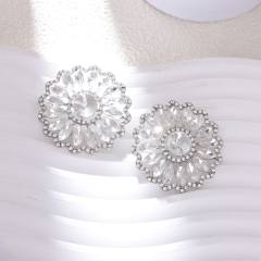 Rhinestone Sunflower Earrings European Exaggerated Design Alloy Earrings