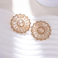Rhinestone Sunflower Earrings European Exaggerated Design Alloy Earrings