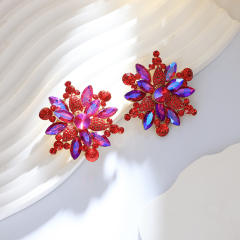 Fashion Alloy colorful crystal Flower Earrings for Women