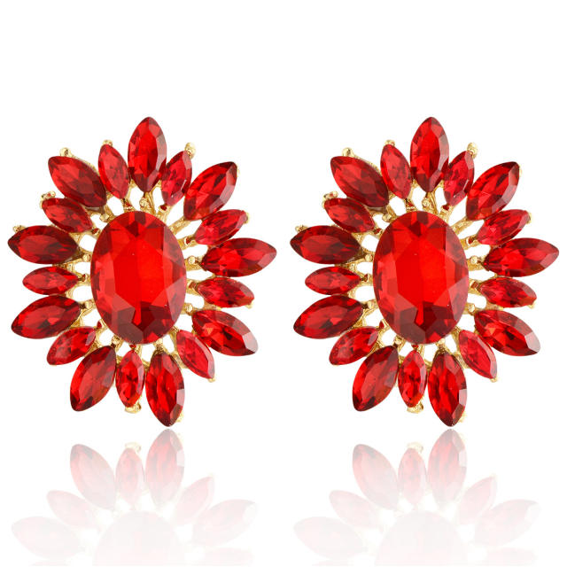 Korean Style Fashionable Flower Earrings Colorful glass crystal statement earrings