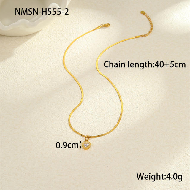Light Luxury Colorful Zircon Pendant stainless Steel Necklace