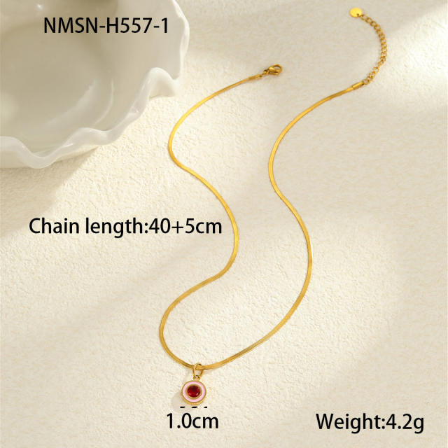 Light Luxury Colorful Zircon Pendant stainless Steel Necklace
