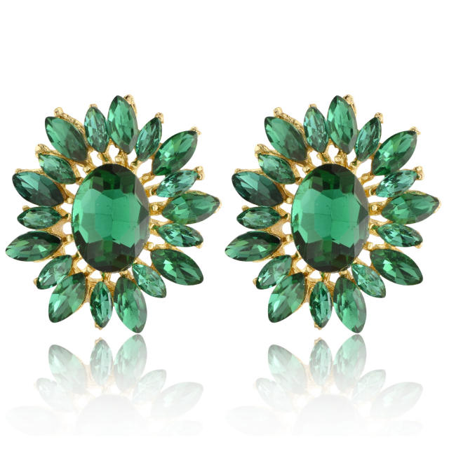 Korean Style Fashionable Flower Earrings Colorful glass crystal statement earrings