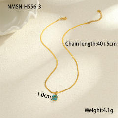 Light Luxury Colorful Zircon Pendant stainless Steel Necklace