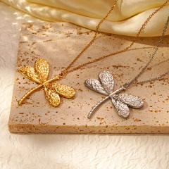 French retro stainless steel texture dragonfly ladies earrings rings suit