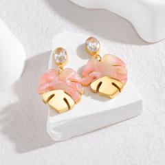 French trend acrylic leaf stainless steel earrings