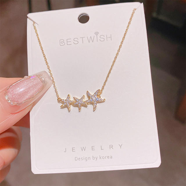 Summer diamond starfish stainless steel chain necklace dainty necklace