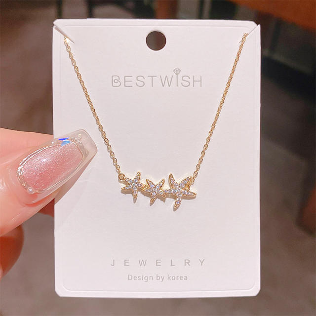 Summer diamond starfish stainless steel chain necklace dainty necklace