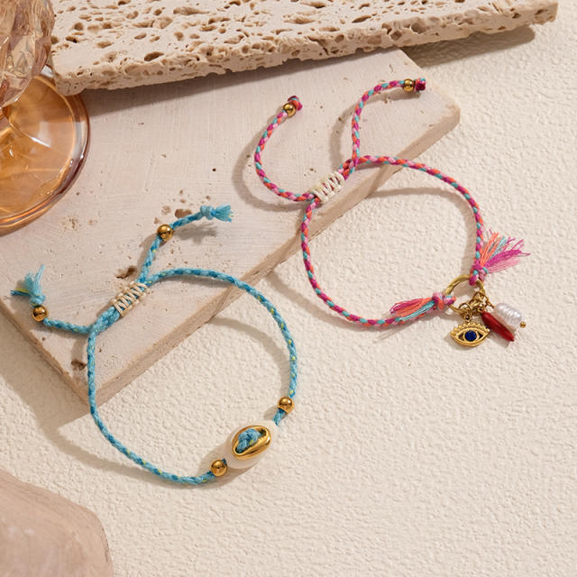 Summer ocean series diy colorful braid rope chain bracelet