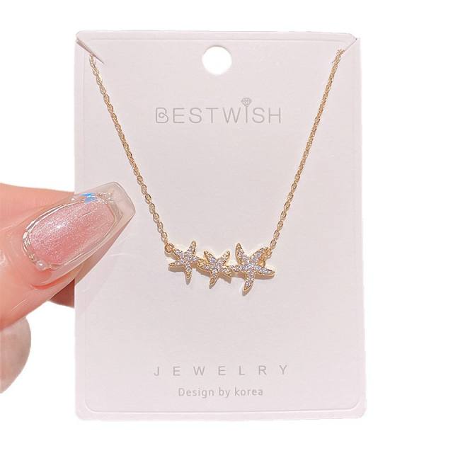 Summer diamond starfish stainless steel chain necklace dainty necklace