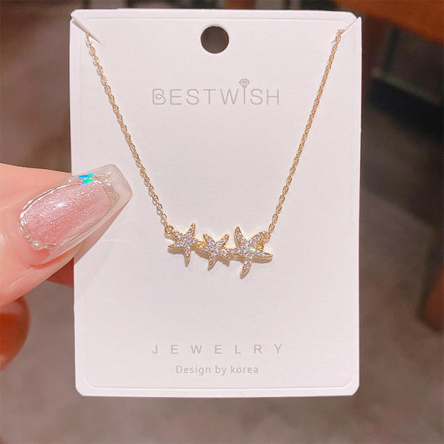 Summer diamond starfish stainless steel chain necklace dainty necklace