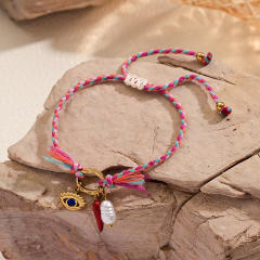 Summer ocean series diy colorful braid rope chain bracelet