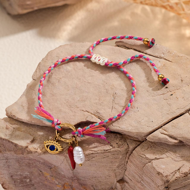 Summer ocean series diy colorful braid rope chain bracelet