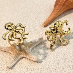 Summer ocean series octopus stainless steel rings