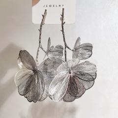 Golden Drop Sense Hollow Large Leaf Flower Earrings Exaggerated Atmospheric Earrings