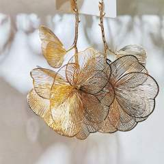 Golden Drop Sense Hollow Large Leaf Flower Earrings Exaggerated Atmospheric Earrings