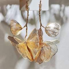 Golden Drop Sense Hollow Large Leaf Flower Earrings Exaggerated Atmospheric Earrings