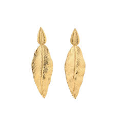 Creative Exaggerated Stainless Steel Leaf Earrings