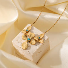 New Stainless Steel Petal Necklace 18K Gold Women's stainless steel necklace