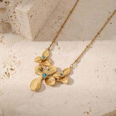 New Stainless Steel Petal Necklace 18K Gold Women's stainless steel necklace