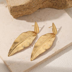 Creative Exaggerated Stainless Steel Leaf Earrings