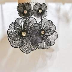 Original golden pendant hollow leaf flower earrings