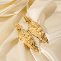 Creative Exaggerated Stainless Steel Leaf Earrings
