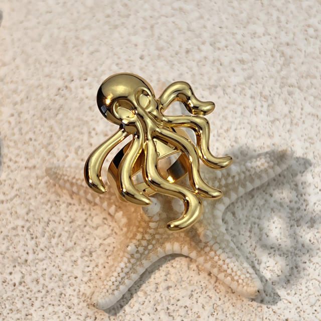 Summer ocean series octopus stainless steel rings