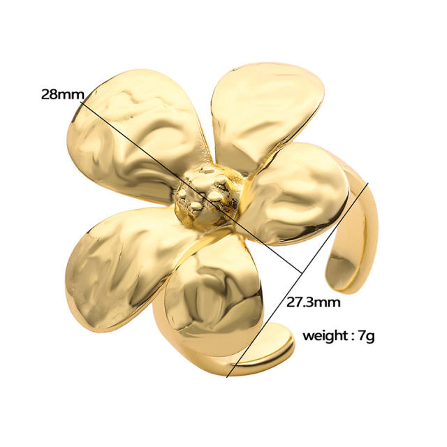 French Vintage Flower Five-petal Flower Ring Light Luxury Spiral Loop Sea Butterfly Open Finger Ring