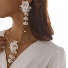 fashion magic CCB flower necklace sweet simple metal collar necklace earrings suit