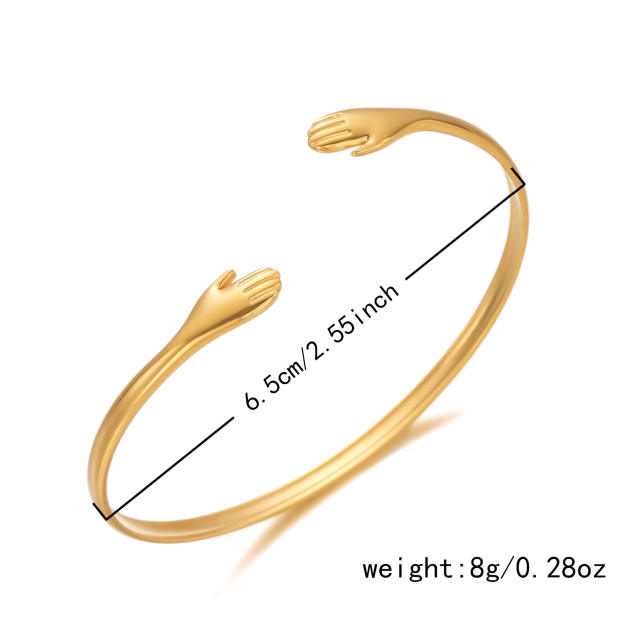 Vintage geometric irregular pattern hollow stainless steel bangle flower starfish shell heart cuff bangle