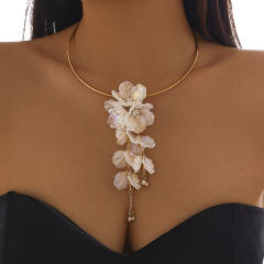 fashion magic CCB flower necklace sweet simple metal collar necklace earrings suit